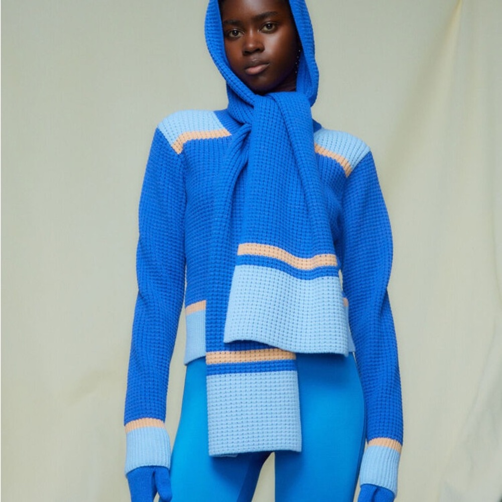 MARNI blue knitted scarf